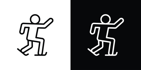 Skating icon set in line.