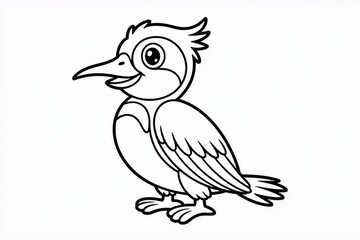 Fototapeta premium Charming Cartoon Woodpecker Coloring page Generatve AI