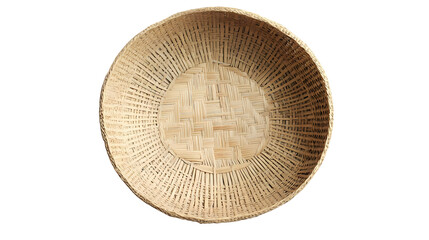 Fototapeta premium Round Woven Bamboo Basket isolated on transparent background