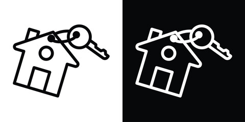 Selling or rent home icon set in line.