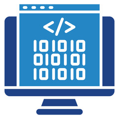 Code Snippet mini illustration dual tone blue color icon, use for machine learning, education, technology industry, UI, UX kit, app and web development, digital or print.