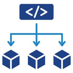 Function mini illustration dual tone blue color icon, use for machine learning, education, technology industry, UI, UX kit, app and web development, digital or print.