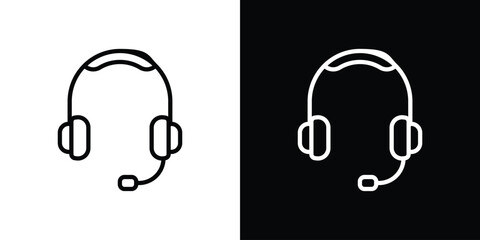 Headset icon set in line.