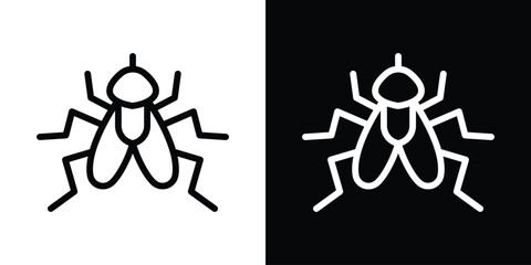 Fly insect icon set in line.