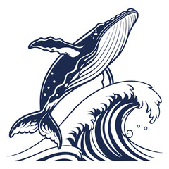 Fototapeta premium majestic whale waves transparent 