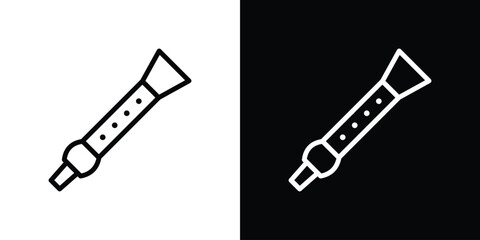 Flute icon set in line.