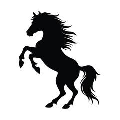 Rearing Horse Silhouette Vector Clipart Black Wild Stallion Art