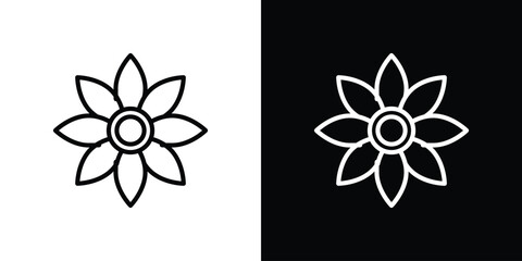 Flower icon set in line.