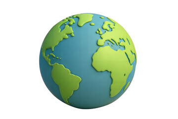 Naklejka premium Cartoon Earth Globe Displaying the Continents of North America, South America, and Africa in a Simplified Way