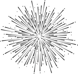 Obraz premium Black Lines Radial Burst Design Element Graphic white