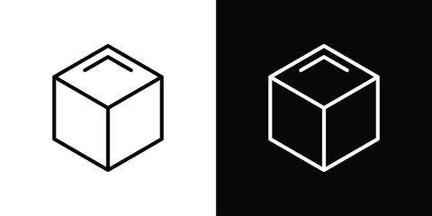 Cube icon set in line.