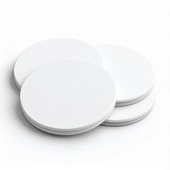 Stack of White Round Coasters on White Background