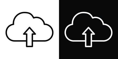Cloud upload icon set in line.