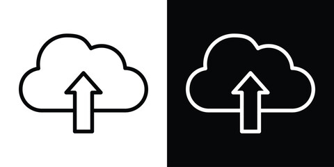 Cloud upload icon set in line.