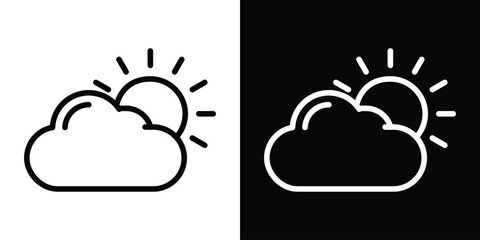Cloud sun icon set in line.