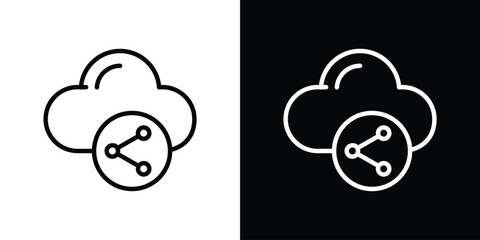 Cloud share icon set in line.
