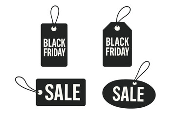 Isolated vector set of realistic blank price tag coupons for decoration and covering during Black Friday sales on a transparent background