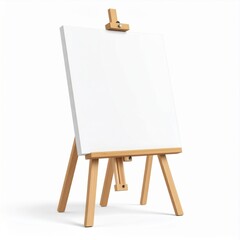 Blank White Canvas on Wooden Easel