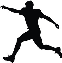 Silhouette of an American Football Quarterback Throwing a Football in Motion