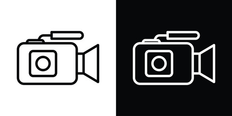 Camcorder icon set in line.
