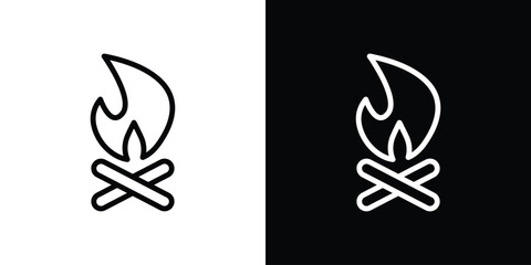 Campfire icon set in line.