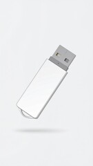 White Usb Flash Drive on White Background