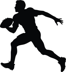 Silhouette of an American Football Player Running with the Ball in Hand