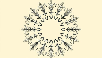 Elegant Circular Botanical Design with Central Empty Space for Customization