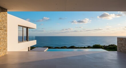 Fototapeta premium Minimalist Coastal Architecture with Ocean View