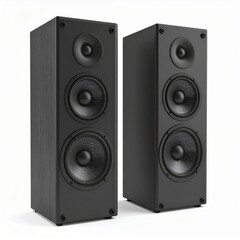 Obraz premium Pair of Black Rectangular Speakers on White Background