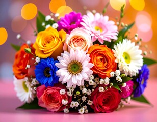 Bouquet of flowers with shine 