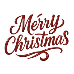 Elegant red brush script  Merry Christmas hand lettering