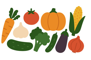 Collection of organic and healthy food, featuring a set of fresh vegetables on a dark background
