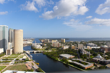 Beautiful view of downtown on a sunny summer day, Top view , Tampa, Florida	