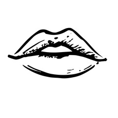 Hand-drawn sketch vector lips icon for beauty and cosmetics design