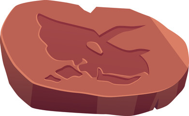 Obraz premium Rune rock with dinosaur scull old trace vector icon, archeologic fossil dig, ancient rune stone or clay, Paleontology