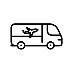 Airport shuttle bus icon for transportation apps. Airport shuttle service provides convenient travel to and from airport. Modern airport shuttle bus design for website, mobile app, or brochure.