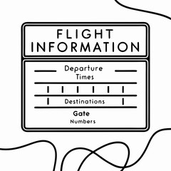 Obraz premium Airport flight information display board. Departure times destinations and gate numbers are shown on simple board. Flight information board design for airport announcements and travel guides.
