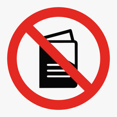 Passport with Schengen visa application denied.  Red circle prohibition symbol on passport indicates rejection of Schengen visa application.