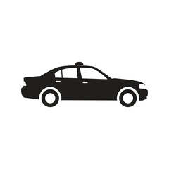 Fototapeta premium Black and White Police Car Icon Side View Law Enforcement Vehicle Illustration Security Symbol Flat Design