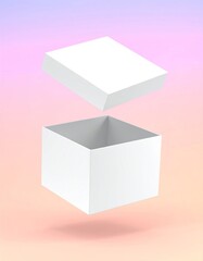 White Open Box on Pastel Gradient Background