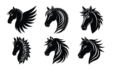 Horse head silhouettes vector