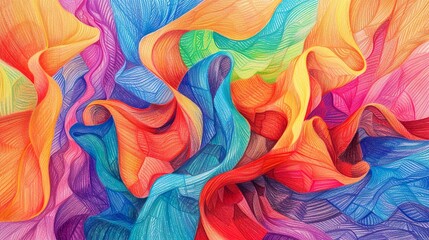 Abstract drawing with colored pencils. Background, wallpaper.