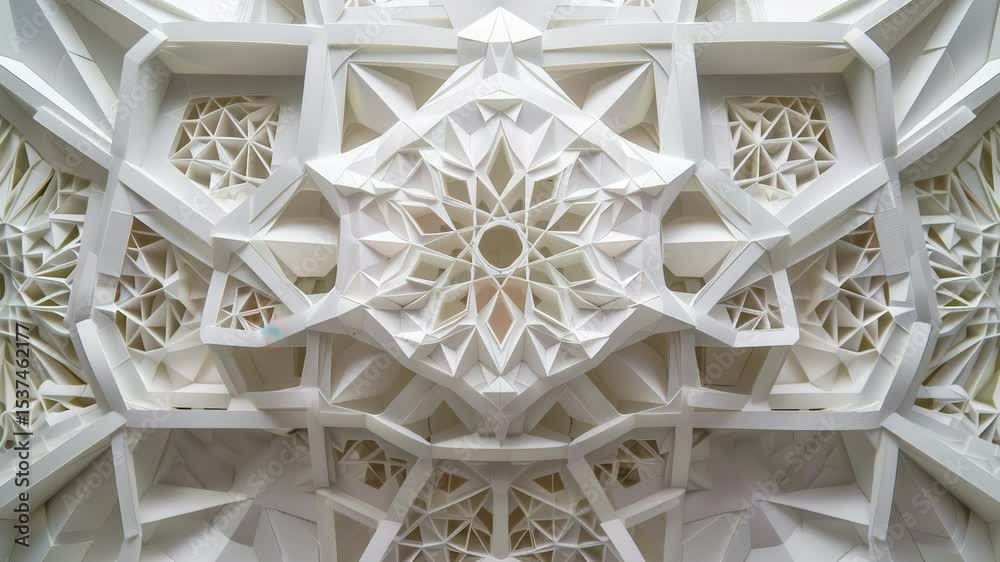 Aufkleber Intricate geometric patterns displayed on a stunning architectural ceiling in an art installation, showcasing innovative design and craftsmanship