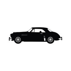 Fototapeta premium Classic Car Silhouette Vintage Coupe Black and White Vector Illustration Retro Automobile Graphic