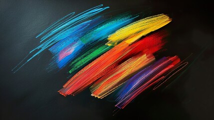 Color strokes on a black background close-up. Abstract background.