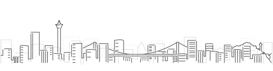 Busan Simple Dark Lines Skyline on White Background