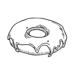 Donut Minimalist Hand Drawn Sketch Icon Food vector Illustration