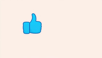 Thumbs up with bold blue outline, expression of positive feedback sign