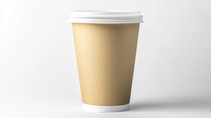 Elegant Brown Paper Coffee Cup with Classic Design on White Background for Branding and Promotion